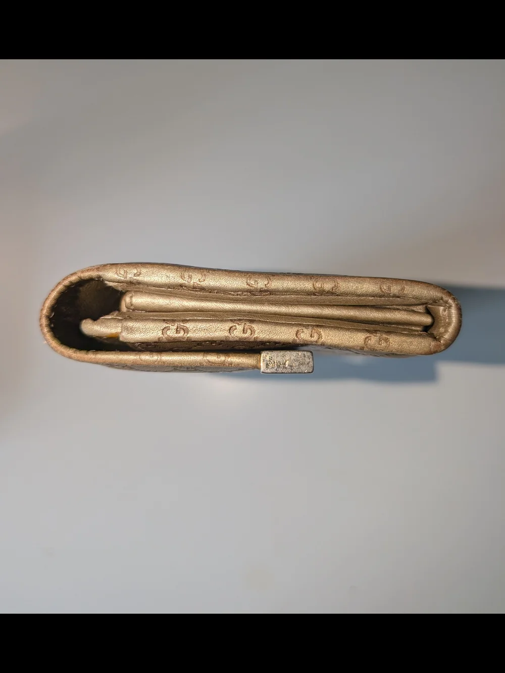 Gucci Guccissima Micro Gold Metallic Long Snap Wallet